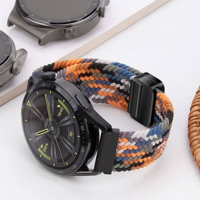 22mm & 20mm Colorful Nylon Braided Magnetic Watch Strap For Samsung/Garmin/Fossil/Others