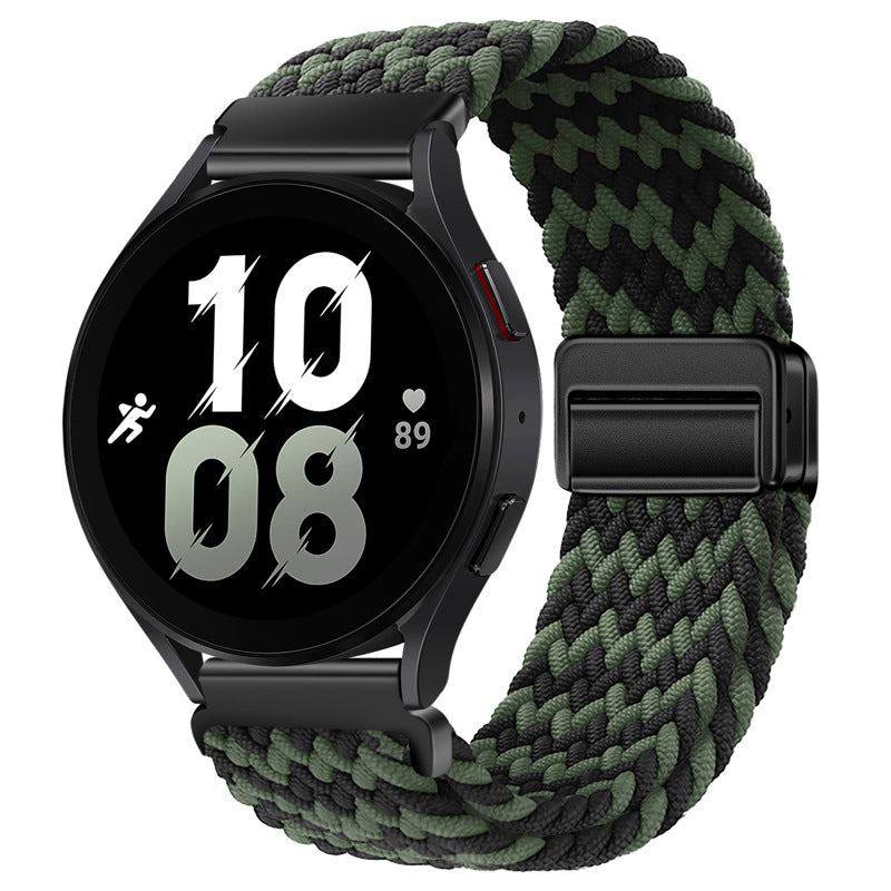 22mm & 20mm Striped Nylon Woven Magnetic Watch Strap For Samsung/Garmin/Fossil/Others