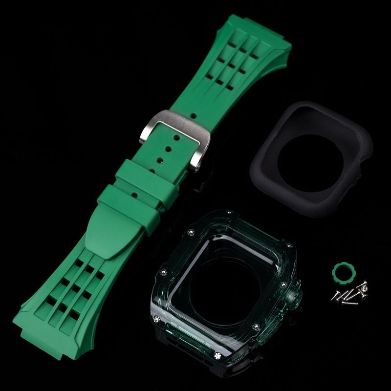 44/45mm Transparent Viton Conversion Case with Butterfly Buckle for Apple Watch