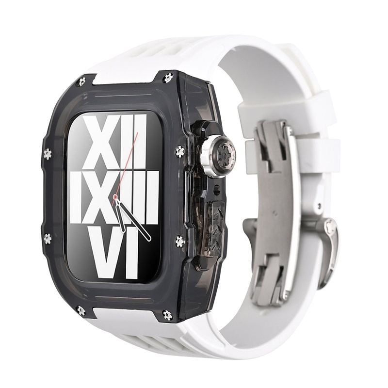 44/45mm Transparent Viton Conversion Case with Butterfly Buckle for Apple Watch