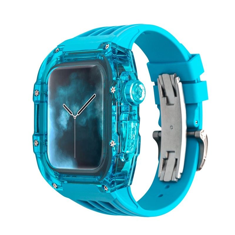 44/45mm Transparent Viton Conversion Case with Butterfly Buckle for Apple Watch