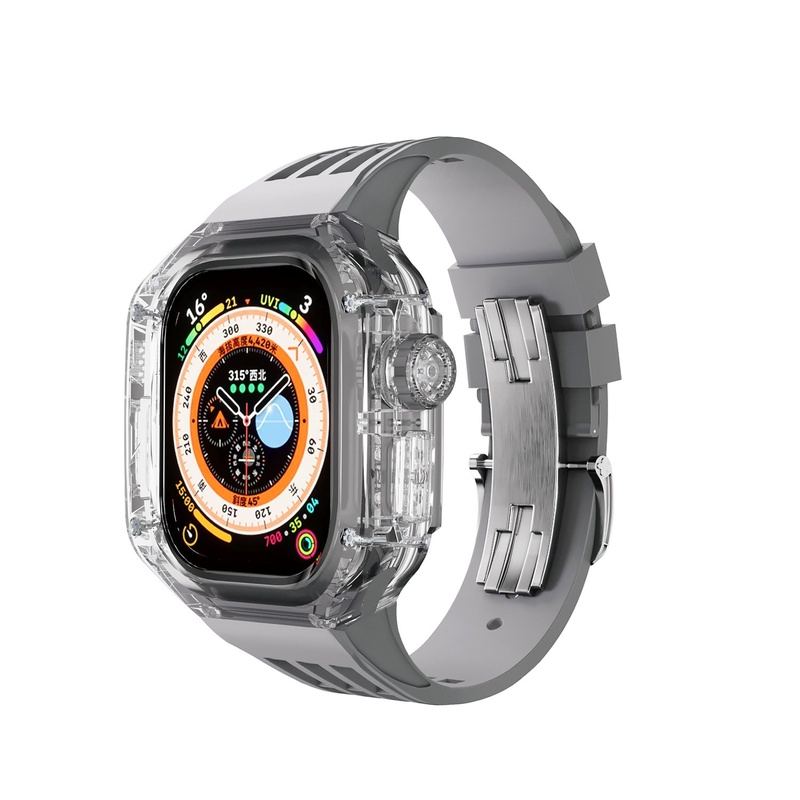 49mm Fluororubber Strap Transparent Protective Case For Apple Watch