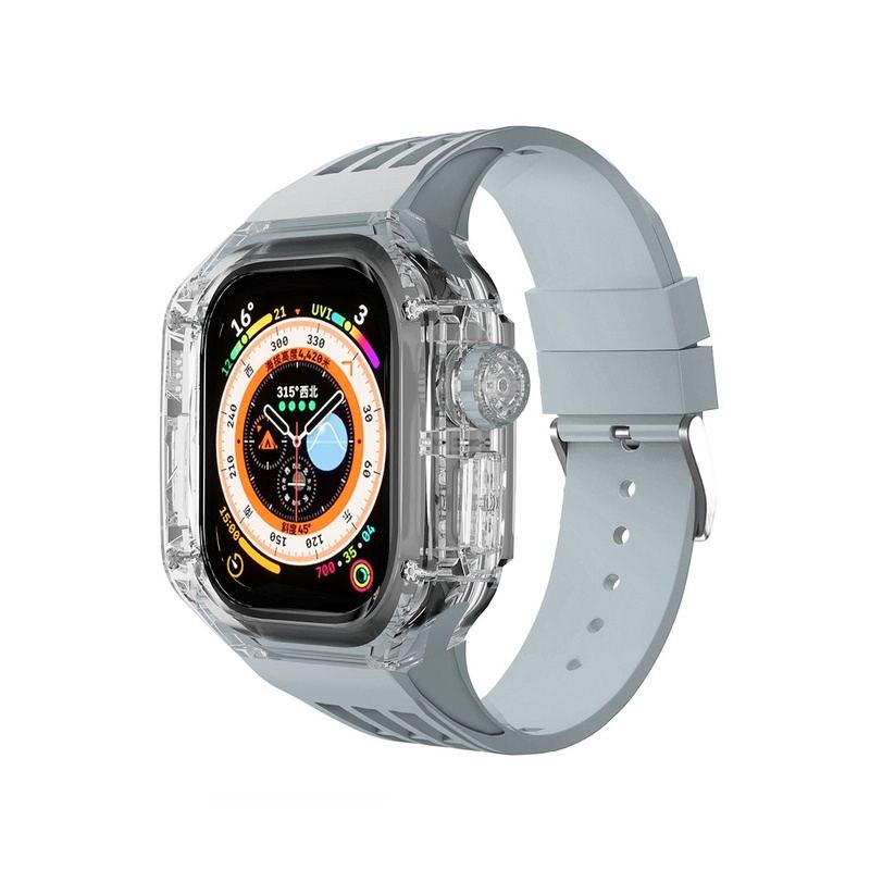 49mm Fluororubber Strap Transparent Protective Case For Apple Watch