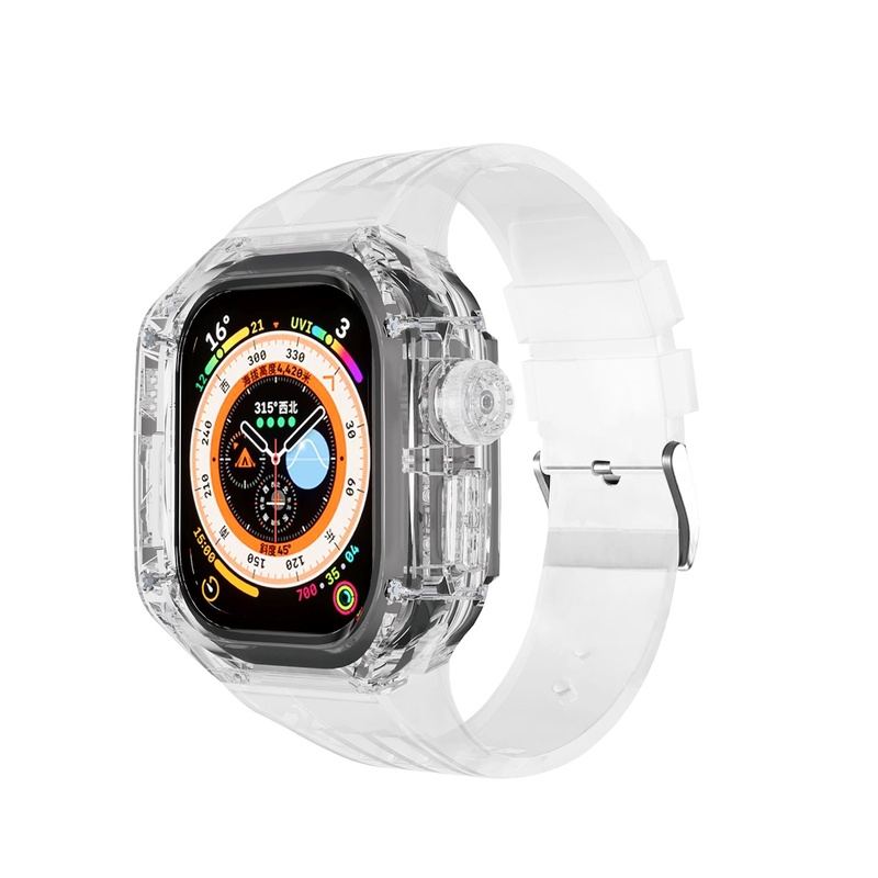 49mm Fluororubber Strap Transparent Protective Case For Apple Watch