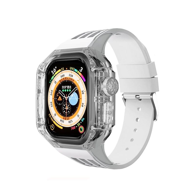 49mm Fluororubber Strap Transparent Protective Case For Apple Watch