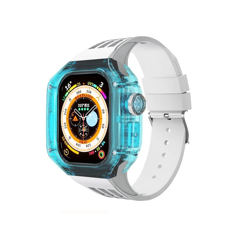 49mm Fluororubber Strap Transparent Protective Case For Apple Watch