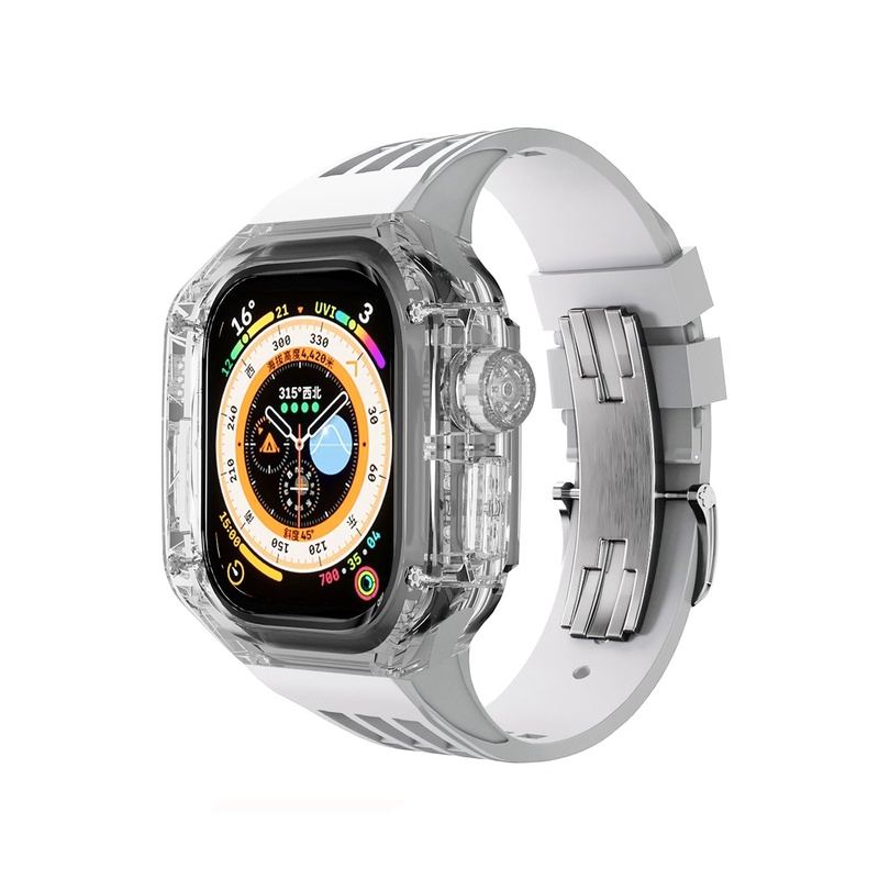 49mm Fluororubber Strap Transparent Protective Case For Apple Watch