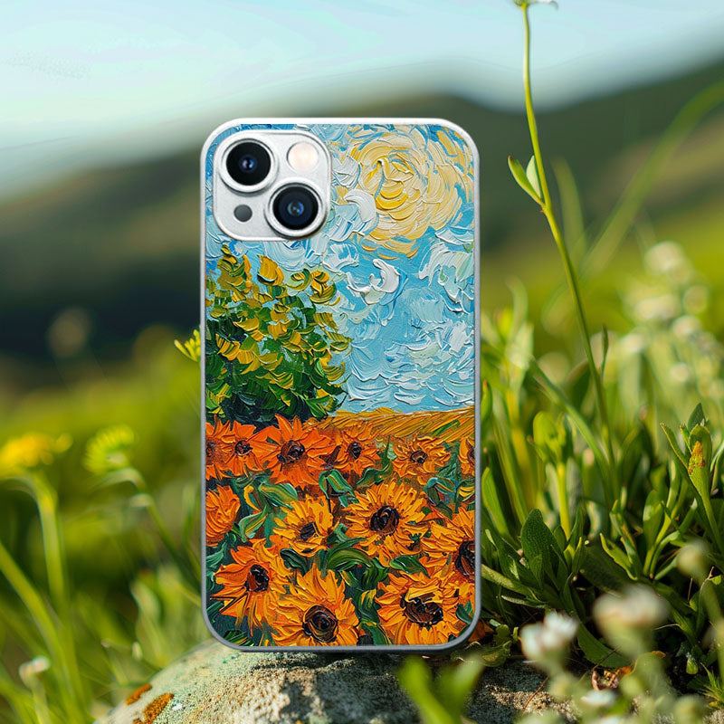 "Artistic Sunflower Reflection" Special Designed Glass Material iphone Case