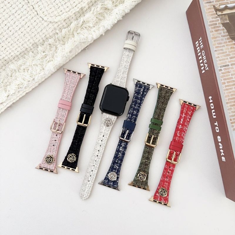 "Camellia Band" Nylon Woven Leather Loop For Apple Watch