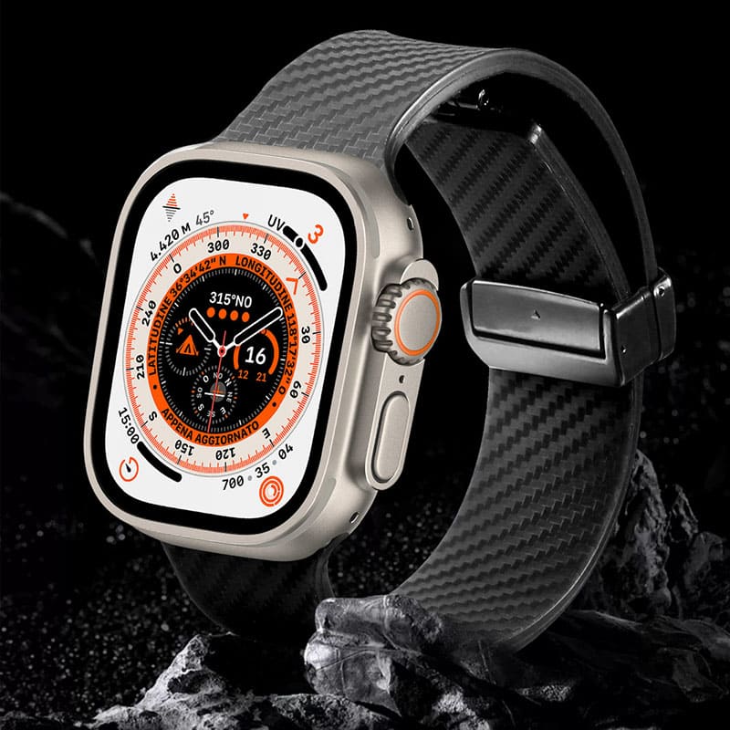 Carbon Fiber Pattern Magnetic Silicone Band For Apple Watch