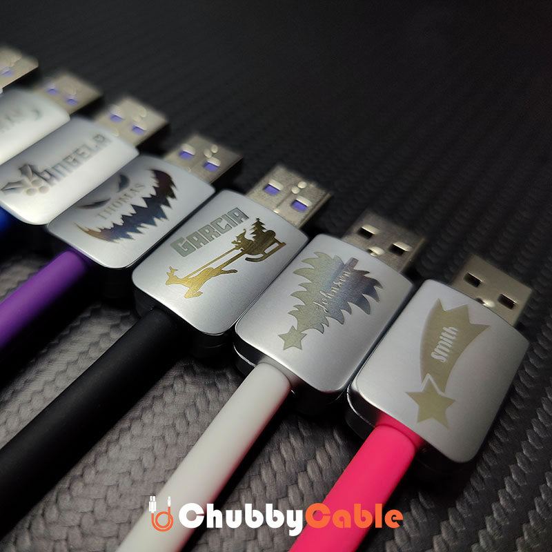 ChubbyCable® Personalized Name Cables – Custom Text On Cable Heads