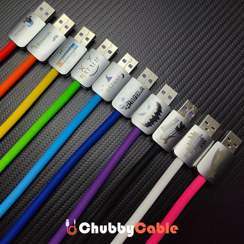 ChubbyCable® Personalized Name Cables – Custom Text On Cable Heads