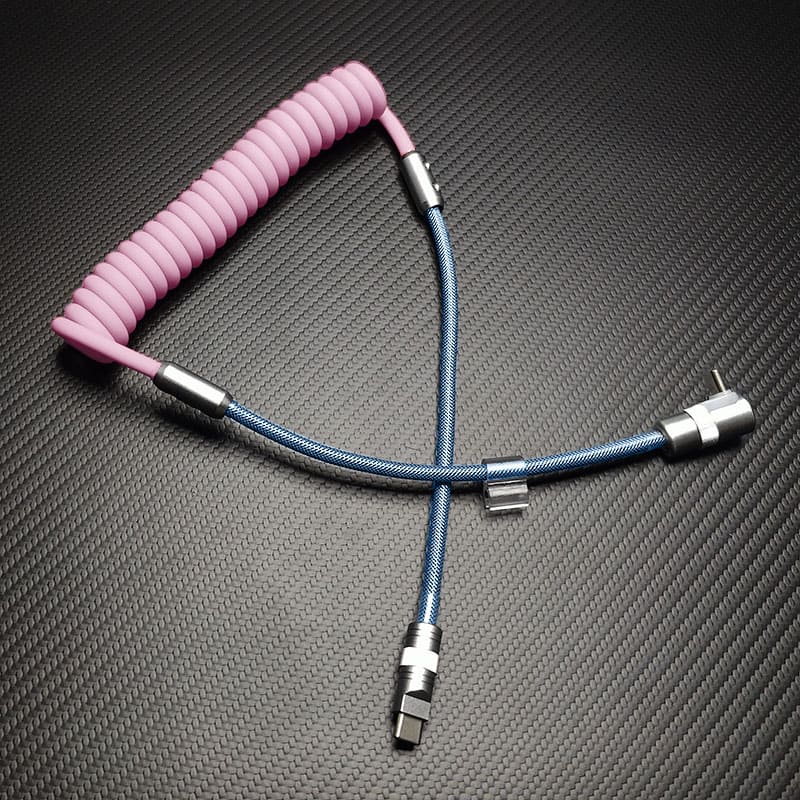 "Color-Blocked Chubby" 2-In-1 90° Elbow Spring Silicone Braided Cable