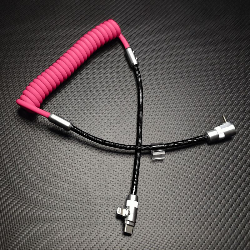 "Color-Blocked Chubby" 2-In-1 90° Elbow Spring Silicone Braided Cable