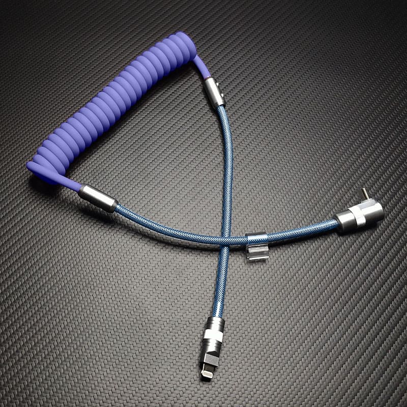 "Color-Blocked Chubby" 2-In-1 90° Elbow Spring Silicone Braided Cable