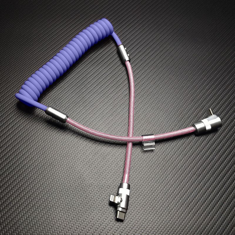 "Color-Blocked Chubby" 2-In-1 90° Elbow Spring Silicone Braided Cable