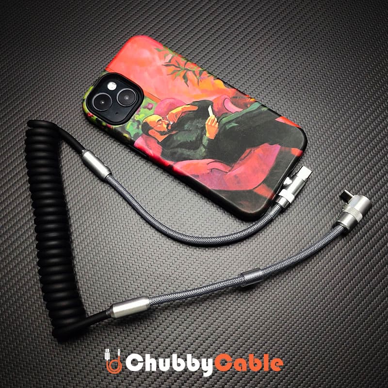 "Color-Blocked Chubby" 2-In-1 90° Elbow Spring Silicone Braided Cable