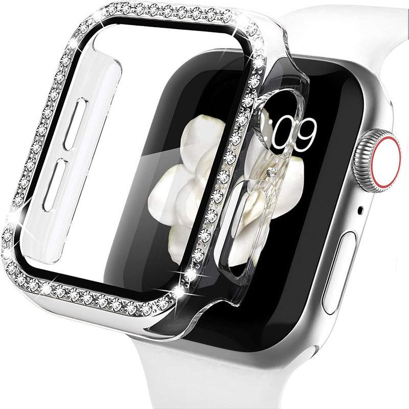 Electroplating Hollow Double Row Diamond Protective Case Suitable For Apple Watch