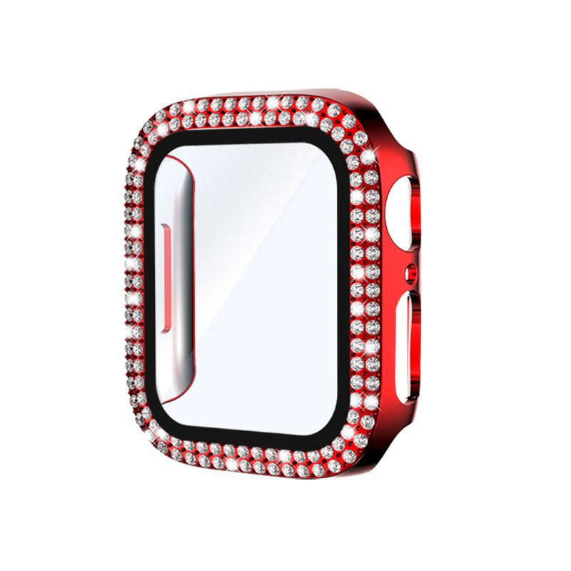 Electroplating Solid Double Row Diamond Protective Case Suitable For Apple Watch