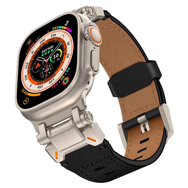 "Extravagant Band" Titanium Connector Leather Band for Apple Watch