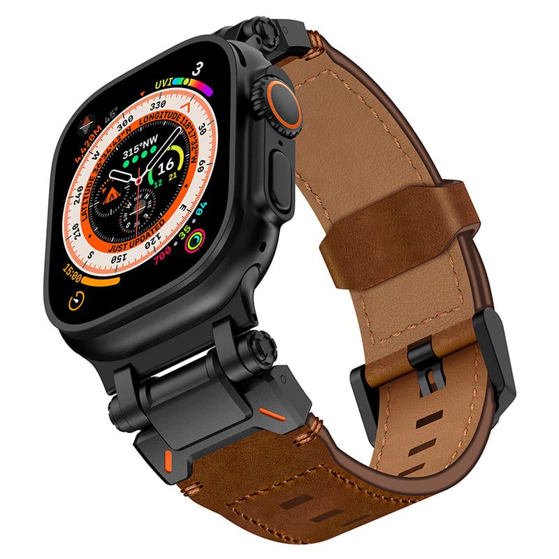 "Extravagant Band" Titanium Connector Leather Band for Apple Watch