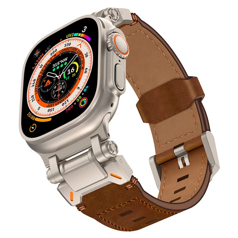 "Extravagant Band" Titanium Connector Leather Band for Apple Watch