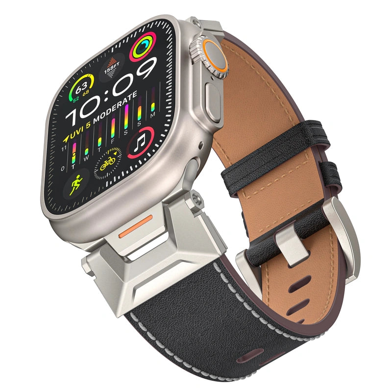 "Extravagant Band" Titanium Connector Leather Band for Apple Watch