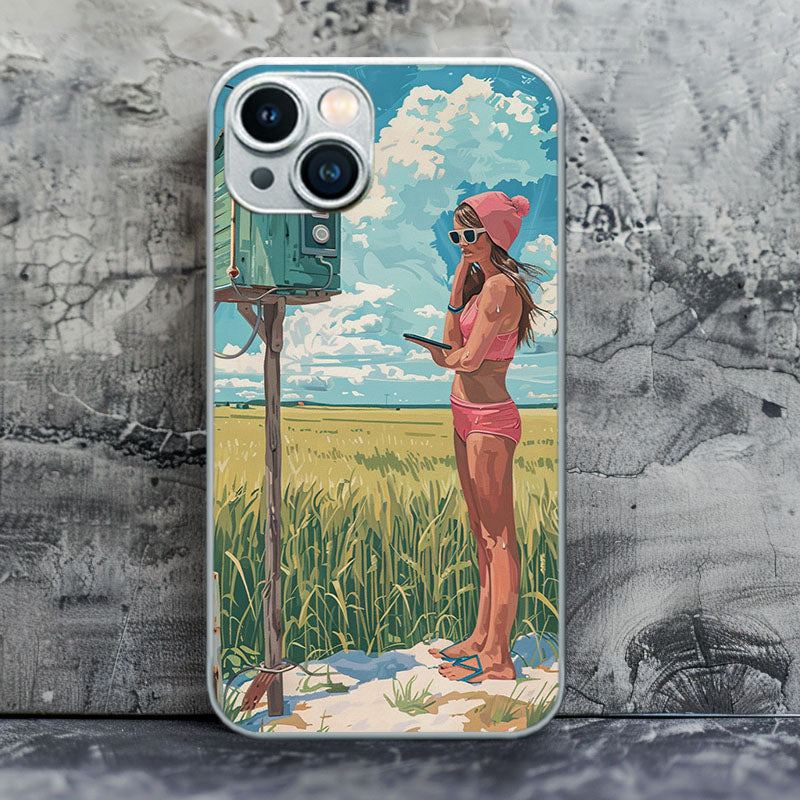 "FieldSideSummerGirl" Special Designed Glass Material iPhone Case