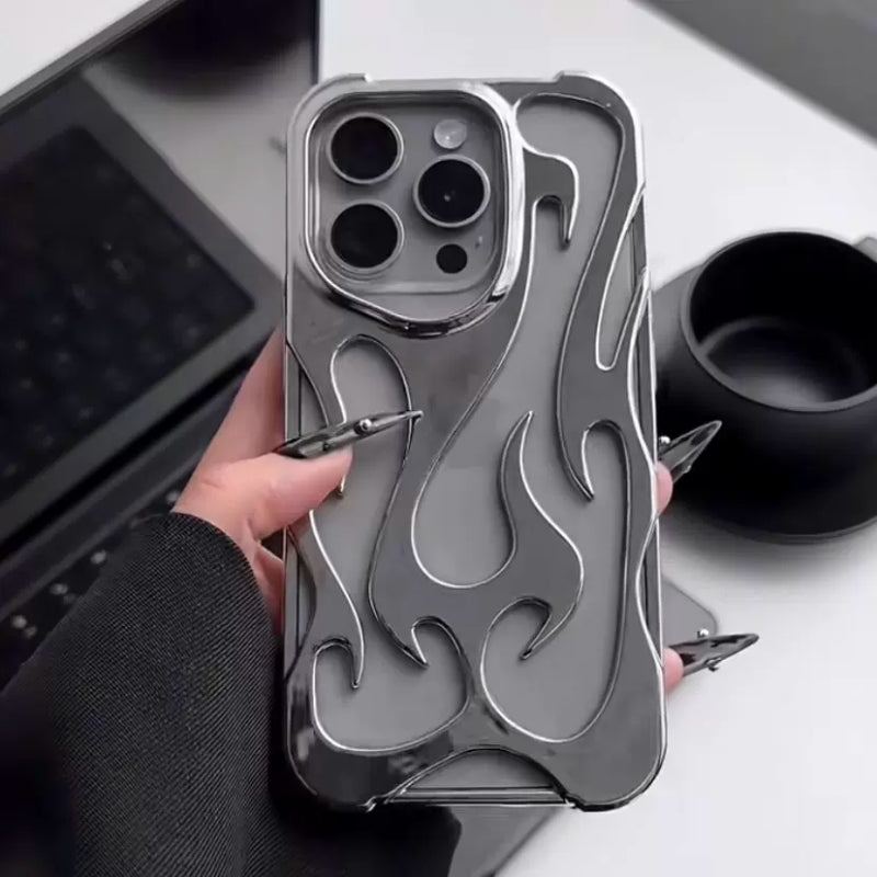 Flame Hollow Heat Dissipation Electroplating Anti-Fall Soft Case For iPhone