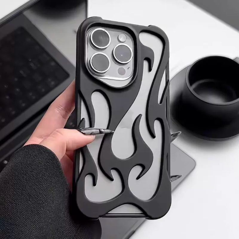 Flame Hollow Heat Dissipation Electroplating Anti-Fall Soft Case For iPhone