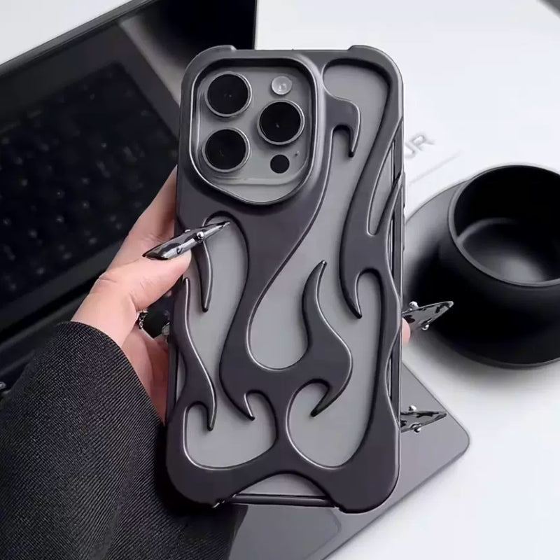 Flame Hollow Heat Dissipation Electroplating Anti-Fall Soft Case For iPhone