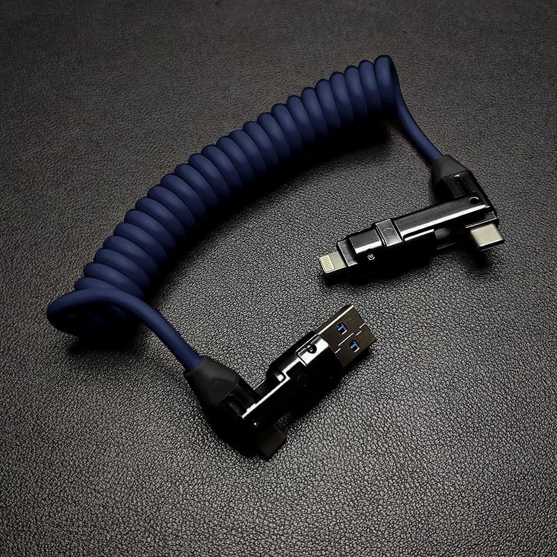 "Full-equipped Chubby" 6-in-1 240W Fast Charging Car Spring Cable