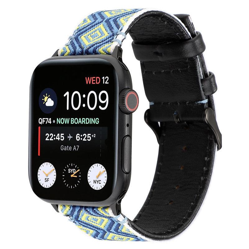 Genuine Leather Nylon Bohemian Band For Apple Watch