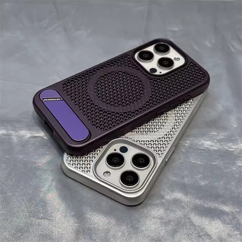 Honeycomb Heat Dissipation Magsafe Magnetic iPhone Case With Stand