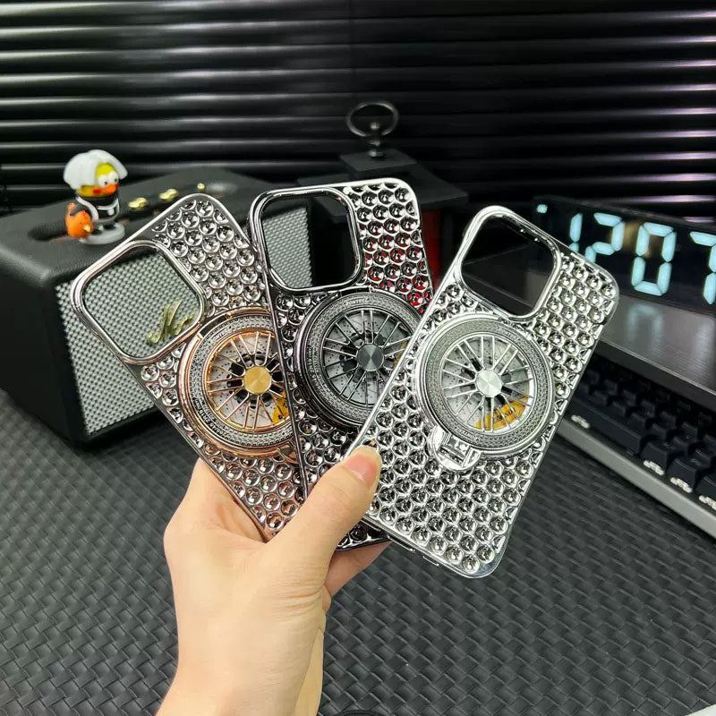 Honeycomb Magnetic Heat Dissipation Gyro Bracket Electroplating Frosted Phone Case For iPhone