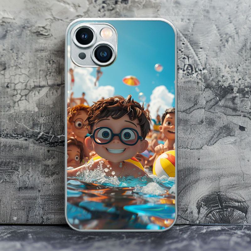 "JoyfulSplashers" Special Designed Glass Material iPhone Case