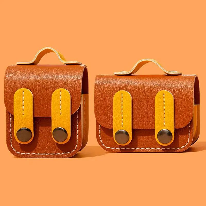 "Leather School Bag" Creative Silicone AirPods Case