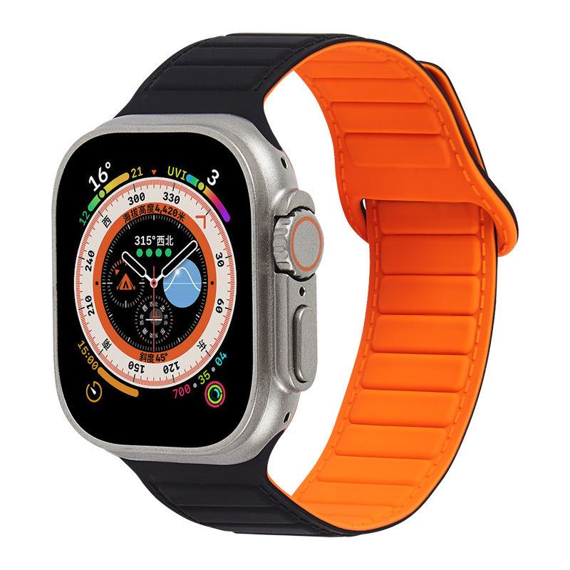 Leather Textured Silicone Magnetic Band For Apple Watch