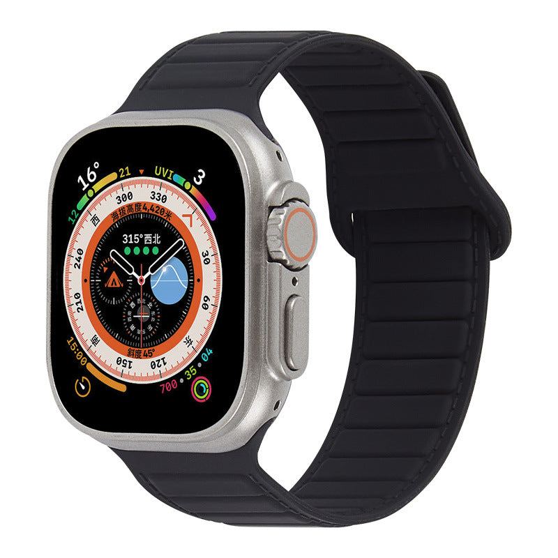 Leather Textured Silicone Magnetic Band For Apple Watch