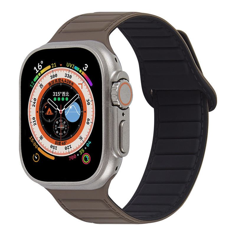 Leather Textured Silicone Magnetic Band For Apple Watch