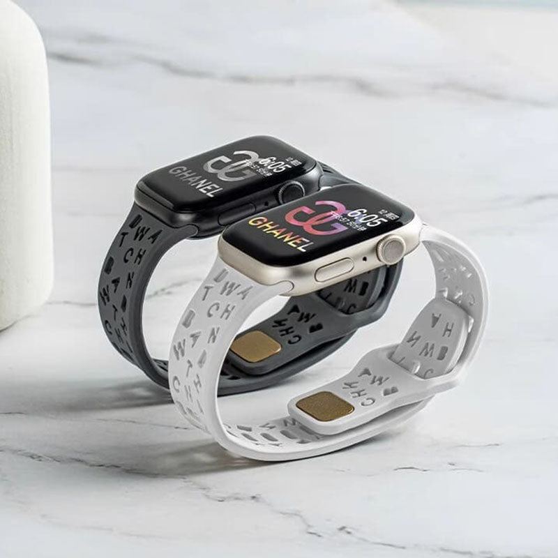 "Letters Cutouts Strap" Heat Dissipation Silicone Loop For Apple Watch