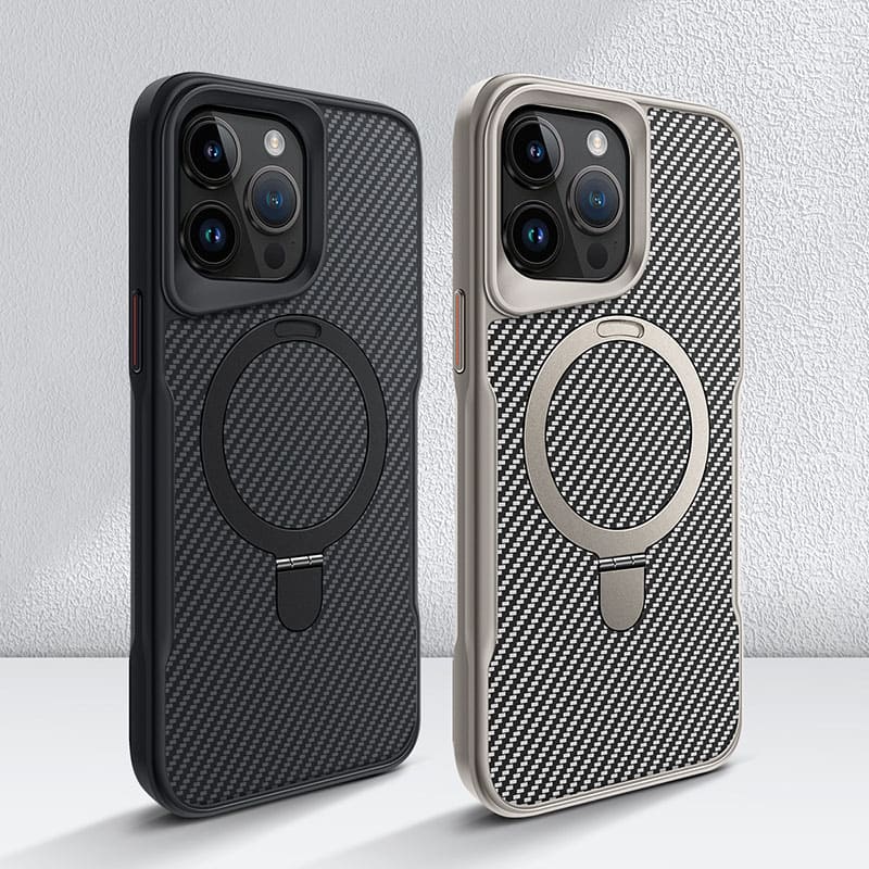 Magnetic Carbon Fiber Pattern Phone Case with Invisible Stand