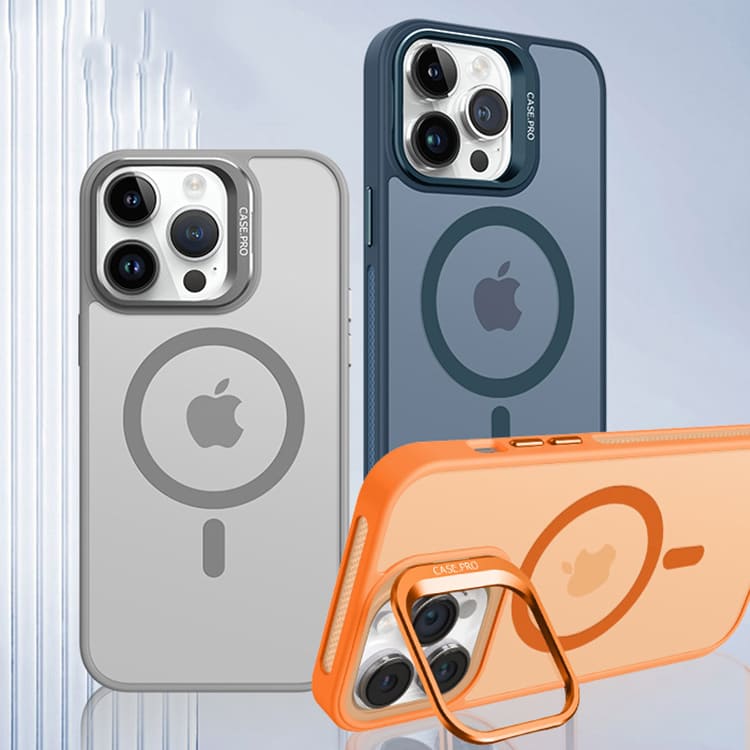 Magnetic Frosted Stand Phone Case With Lens Film