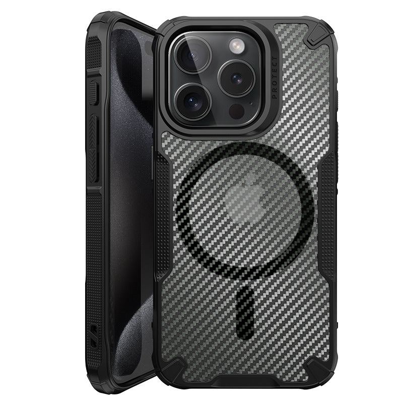 Magnetic Matte Carbon Fiber Shockproof Case for iPhone 16 -SK10