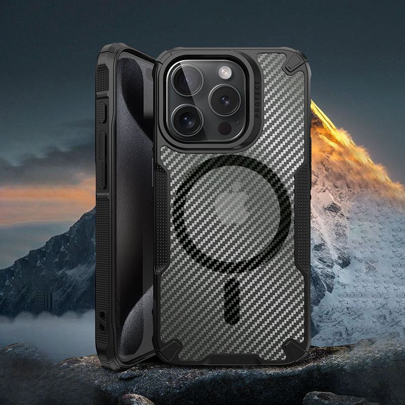 Magnetic Matte Carbon Fiber Shockproof Case for iPhone 16 -SK10