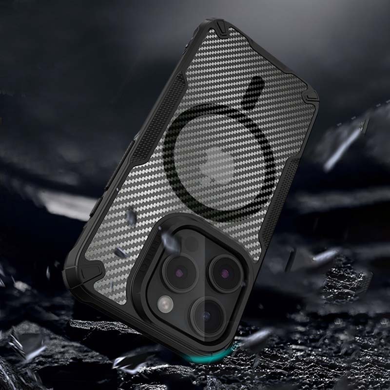 Magnetic Matte Carbon Fiber Shockproof Case for iPhone 16 -SK10