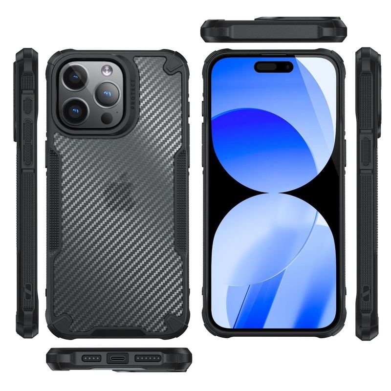 Matte Carbon Fiber Shockproof Case for iPhone 16