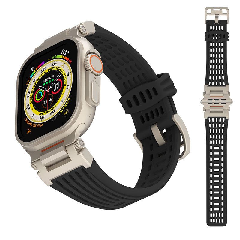 Mecha Dual Hole Silicone Band For Apple Watch