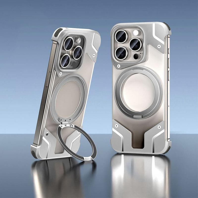 Mecha Style Metal 360° Rotating Stand Magnetic Phone Case