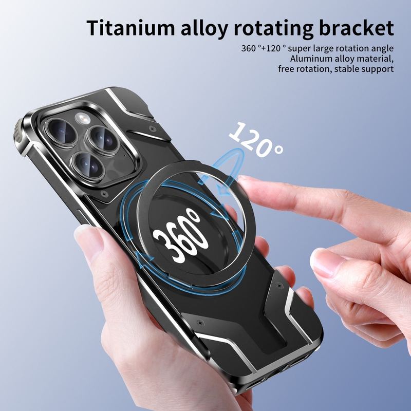 Mecha Style Metal 360° Rotating Stand Magnetic Phone Case